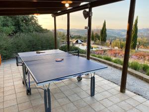 - une table de ping-pong assise sur une terrasse dans l'établissement Agriturismo San Michele, à Cossignano