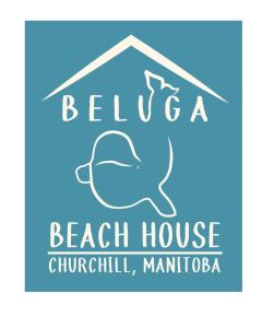 a logo for a beach house with a whale at Beluga Beach House in Churchill