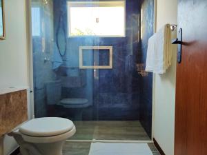 ein Bad mit einem WC und einer Dusche in der Unterkunft Sirena Village in São Miguel do Gostoso