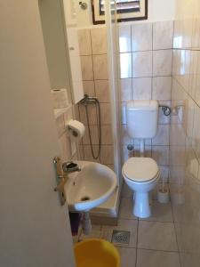 małą łazienkę z toaletą i umywalką w obiekcie Apartment Savar 8079c w mieście Brbinj