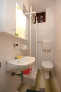 a bathroom with a sink and a toilet at Apartments by the sea Savar, Dugi otok - 8079 in Brbinj