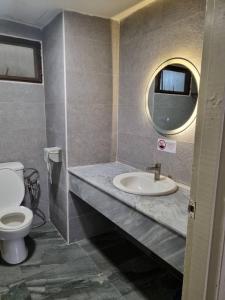 a bathroom with a sink and a toilet and a mirror at Copthorn Homestay in Brinchang +24 photos