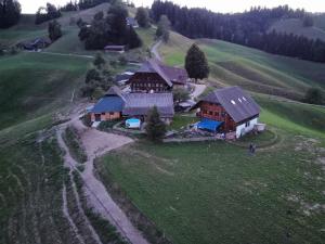 an aerial view of a house on a hill at Eggelried, wo die Natur zu Hause ist.. in Emmenmatt