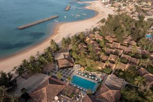 an aerial view of the resort and the beach at Le Saly Hotel & Hotel Club Filaos in Saly Portudal