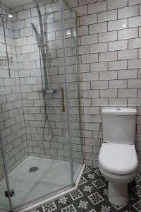 阿伯克拉夫的住宿－River Cottage，带淋浴、卫生间和淋浴的浴室