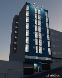 a rendering of a hotel with a blue facade at HOTEL CONSAGRADO in Aparecida
