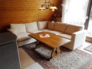 a living room with a couch and a coffee table at Waldsee in Nagel