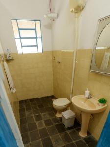 クルベロにあるFazenda Com Piscina e Churrasqueira Curveloのバスルーム(トイレ、洗面台付)