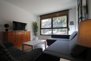 a living room with a couch and a window at Ransol 3.6 Apartamento 1 km pistas Tarter in Canillo