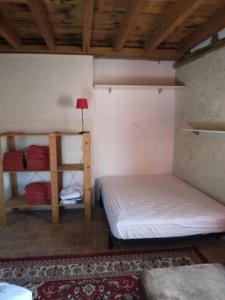 Zimmer mit 2 Etagenbetten und einem Teppich in der Unterkunft La Chapelle in Chanceaux-sur-Choisille
