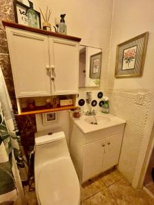 a small bathroom with a toilet and a sink at Habitación Céntrica calle 8 Miami in Miami