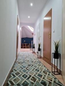 - un couloir avec un tapis au sol dans l'établissement U Stóp Czantorii Apartament, à Ustroń