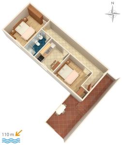 a rendering of a floor plan of a room at Apartments by the sea Lukoran (Ugljan) - 8475 in Lukoran