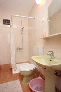 ムリニにあるApartments with a parking space Mlini, Dubrovnik - 8543の洗面台、トイレ、シャワー付きのバスルーム