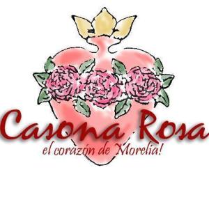 a logo for a restaurant with a heart and roses at Casona Rosa B&B, Morelia in Morelia