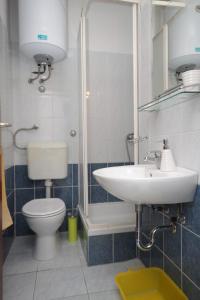 a bathroom with a toilet and a sink and a shower at Apartments with a parking space Vis - 8938 in Vis