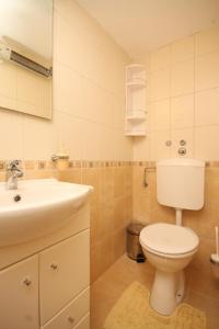a bathroom with a white toilet and a sink at Apartments with a parking space Rukavac, Vis - 8897 in Vis