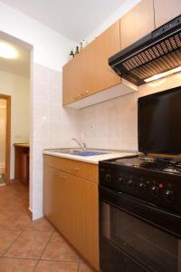 a kitchen with a stove and a sink at Apartments with WiFi Dubrovnik - 8975 in Dubrovnik