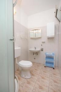 a bathroom with a toilet and a sink at Apartments by the sea Brna, Korcula - 9159 in Smokvica