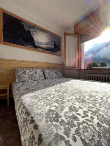 a bedroom with a large bed and a window at Dolomitohouse PEZ in Fiera di Primiero