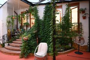 a room filled with lots of plants and a white chair at Villa Magicland in Sofia