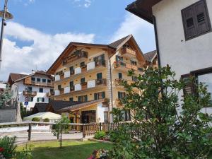 a large building with a garden in front of it at Hotel Sass Maor in Fiera di Primiero