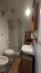un bagno con wc, lavandino e doccia di Simonhome a Roma