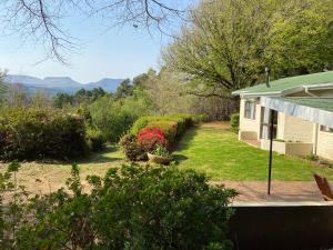 a view of a yard with a house at Peartree Cottage in Hogsback