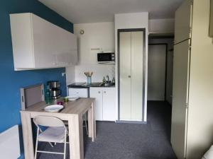 Kuchyň nebo kuchyňský kout v ubytování Joli studio vue sur les montagnes avec balcon