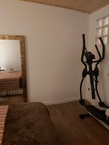 a room with a treadmill in the corner of a room at casa da xusta in Picoña