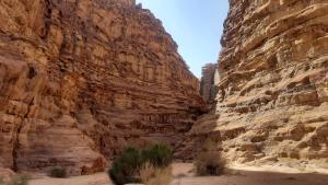 un cañón en medio de un acantilado en Atef camp en Wadi Rum