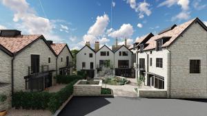 a renderización de una casa en un grupo de casas en Walcot Yard, Bath, en Bath