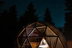 una habitación en un iglú en el bosque por la noche en Seri en K'eda