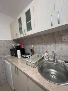 a kitchen counter top with a sink and a sink at Pro arte in Kladovo