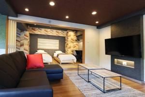 MolinHotels201温泉付き別荘 -アクティビティを満喫できる札幌定山渓-2LDK W-beds2&S-beds4的电视和/或娱乐中心