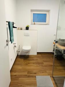 a bathroom with a toilet and a sink at Casa Caro in Prüm