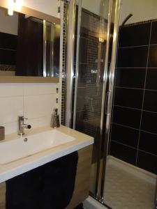 bagno con lavandino e doccia di Cocoonabay Appartements 8 a Les Angles