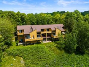 哈伯斯普林斯Harbor Springs-Secluded setting+amenities+pets的树林中房屋的空中景观