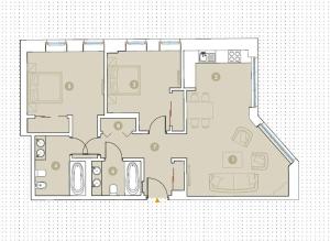 Plán poschodí v ubytovaní Golden Market Square - 3Rooms, 90m2 of Comfort & Quiet - AS HOME Apartamenty R502