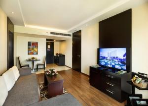 TV a/nebo společenská místnost v ubytování HYCINTH Hotels