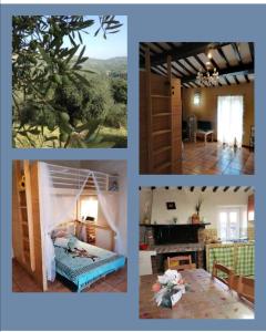 un collage de cuatro fotos de una casa en Casa di Olly - Loft incantevole con camino, en Ponticelli