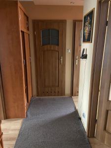 an empty hallway with a door and a rug at Mieszkanko na Traugutta in Płock