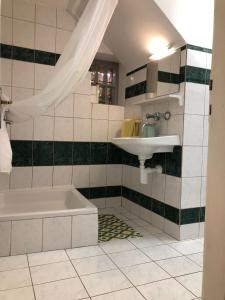 a bathroom with a sink and a bath tub and a sink at Apartment Marasovic in Vis