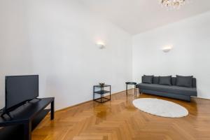 salon z kanapą i telewizorem w obiekcie A&S Center Apartment Vienna w Wiedniu