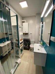 łazienka z umywalką i toaletą w obiekcie Apartament Chleb i Wino w mieście Krynica Zdrój