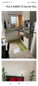 a kitchen with a refrigerator and a stove top oven at VILLA AU COEUR DE LA MARMITE in Sainte-Marie