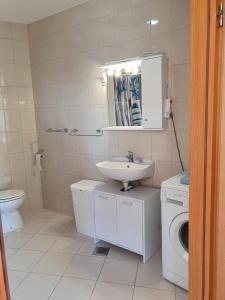 y baño con lavabo y lavadora. en Apartment Lofos, en Trogir