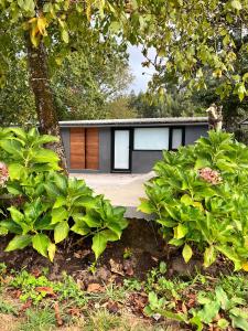 a house in a forest with plants in front of it at Baiona Valley Hideaway Near Beach in Baiona