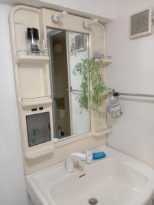 baño con espejo y lavabo en aup178, en Sapporo