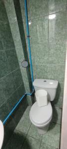 a bathroom with a toilet and a shower at Hostal 921 apocento in Arica